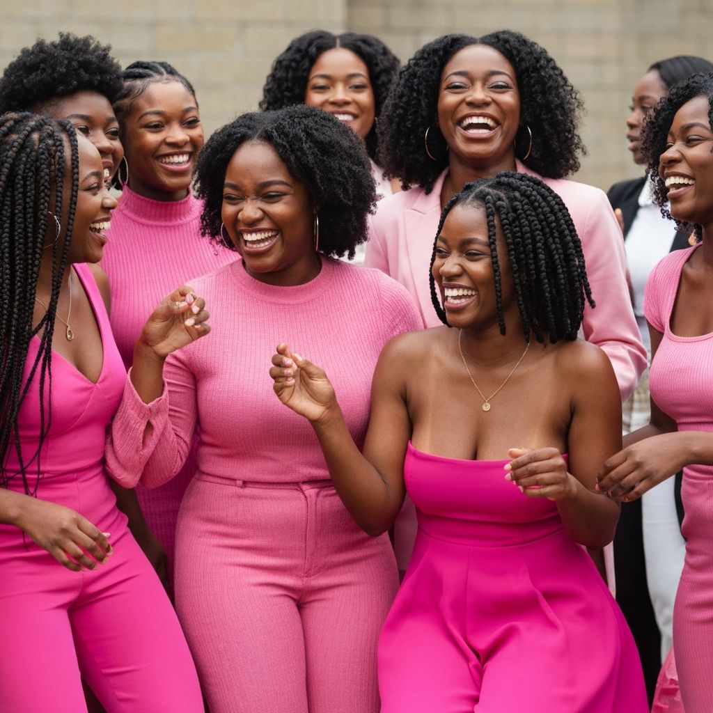Young African women celebrating together